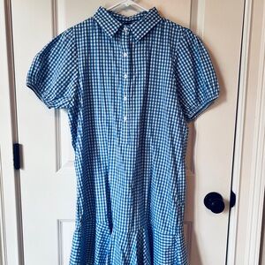 Blue Gingham Button-Up Dress